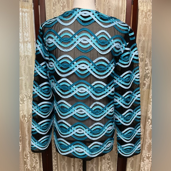 WEAVZ WAVY DESIGN OVER BLACK SHEER ZIP UP JACKET - SZ LARGE - Picture 4 of 12